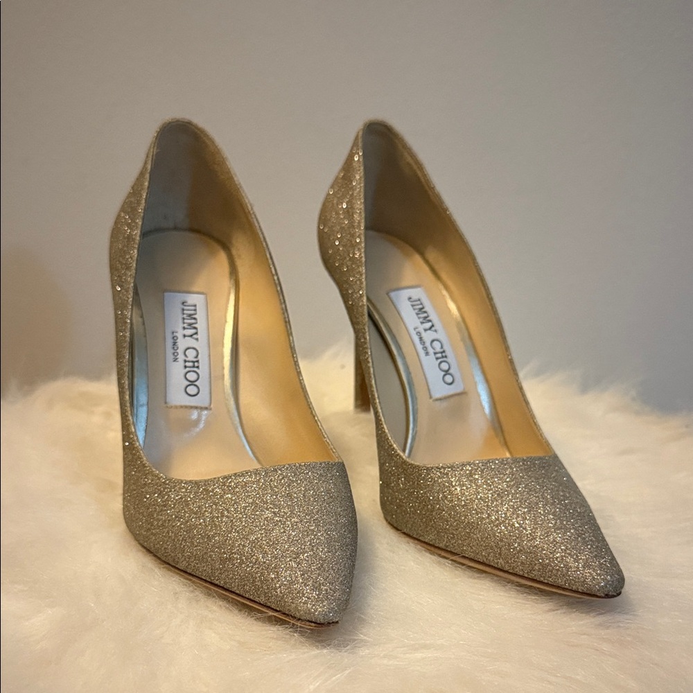 Jimmy Choo Sparkling Gold Heels